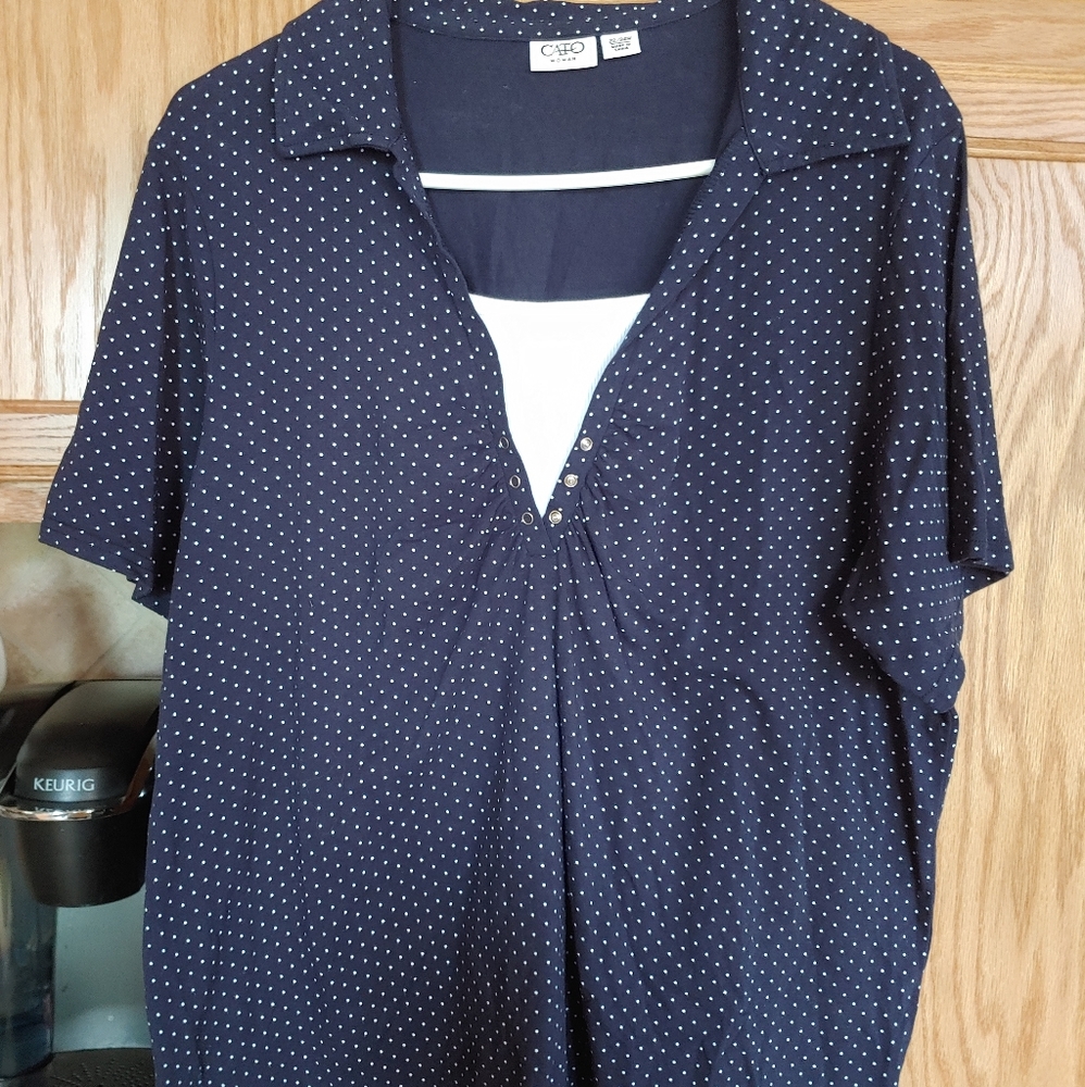 Navy blue polka dot top